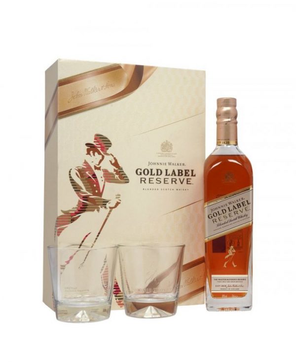 Whisky J/W Gold Label Reserve Blended Scotch 75cl+2Verres