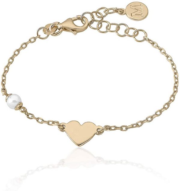 Majorica 16391.01.1.000.010.1 Girls' Silver Pearl Heart Bracelet